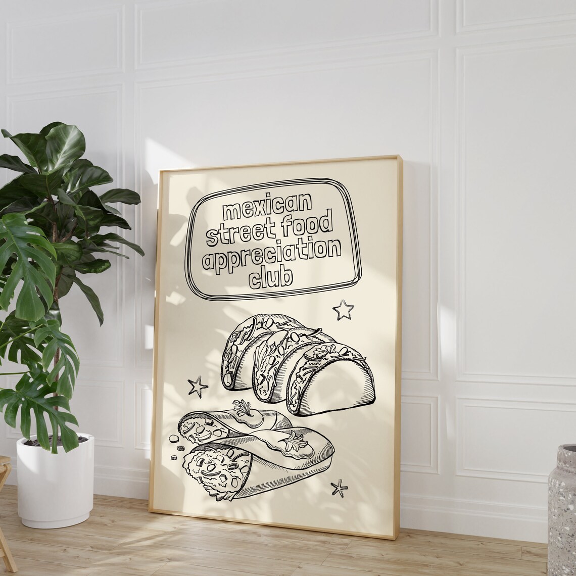 Mexican Street Food Appreciation Club Taco Burrito Sketch Poster - Image 3