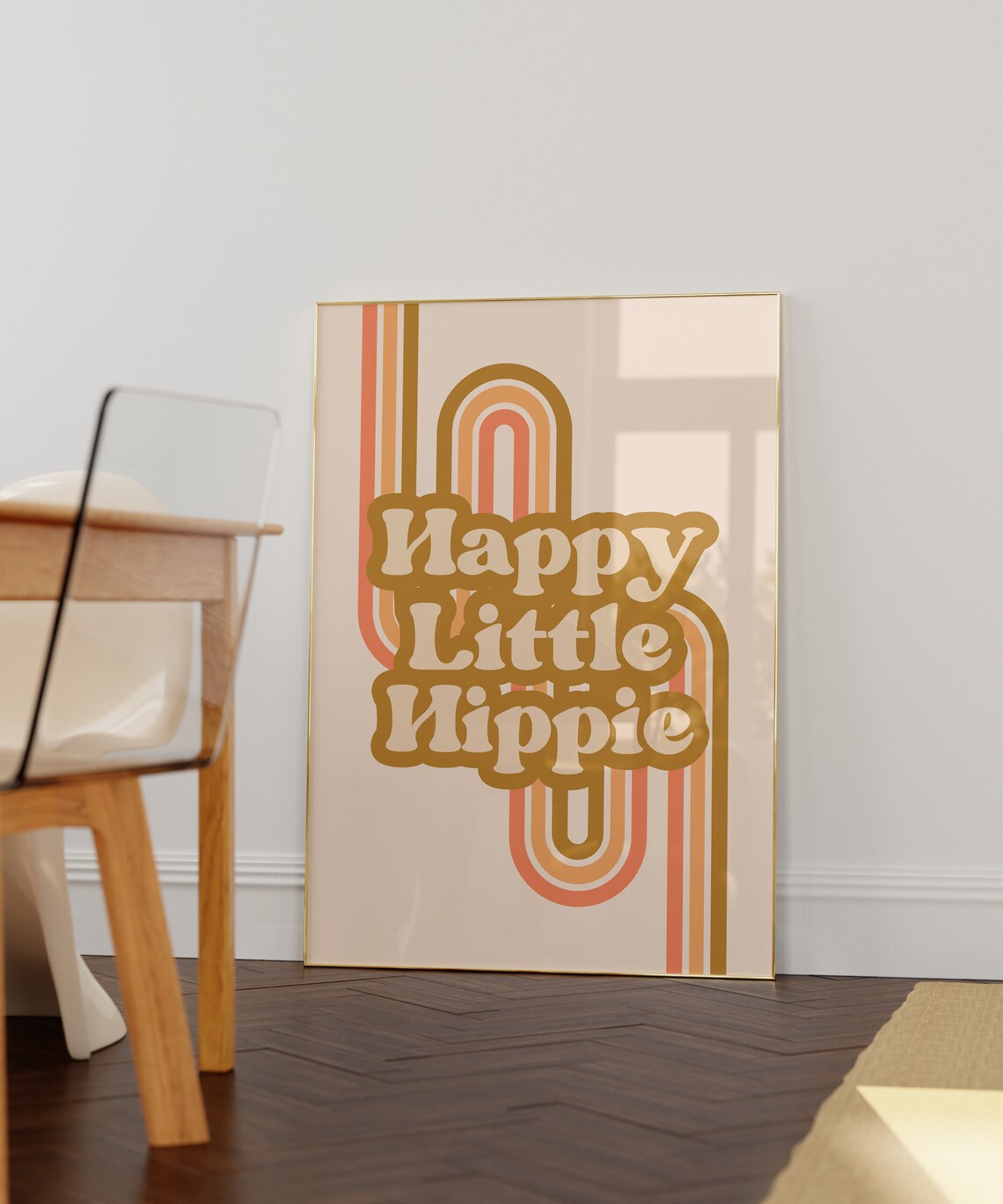 Happy Little Hippie Retro Rainbow Arch Art Print - Image 3