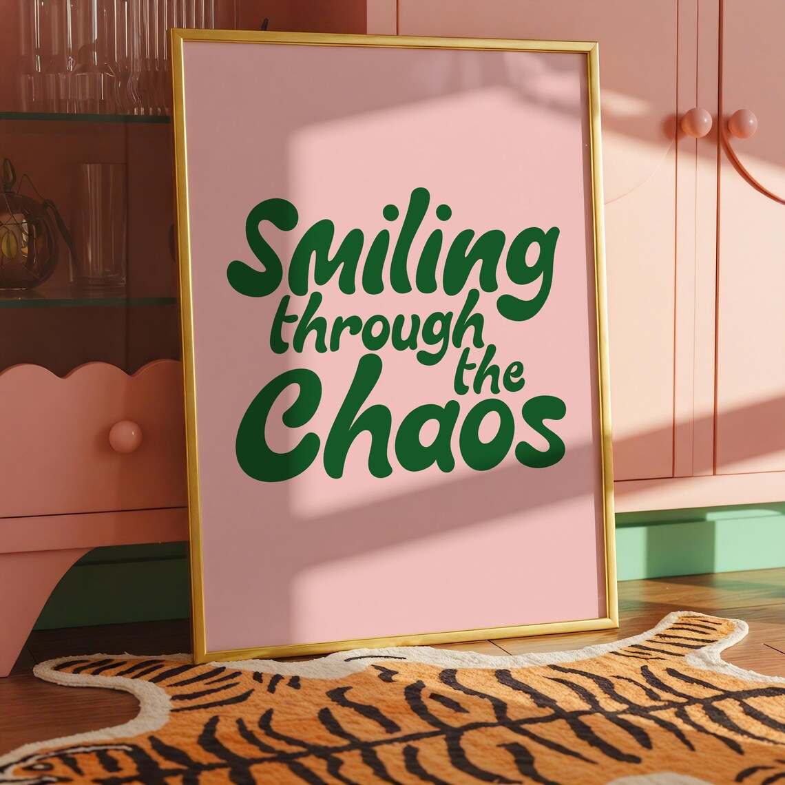Smiling Through The Chaos Motivational Quote Poster - Image 3