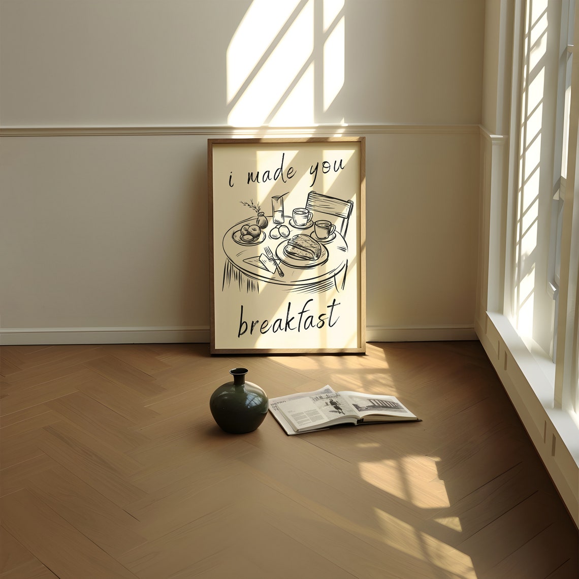 I Made You Breakfast Hand Drawn Kitchen Sketch Cozy Wall Art - Image 2