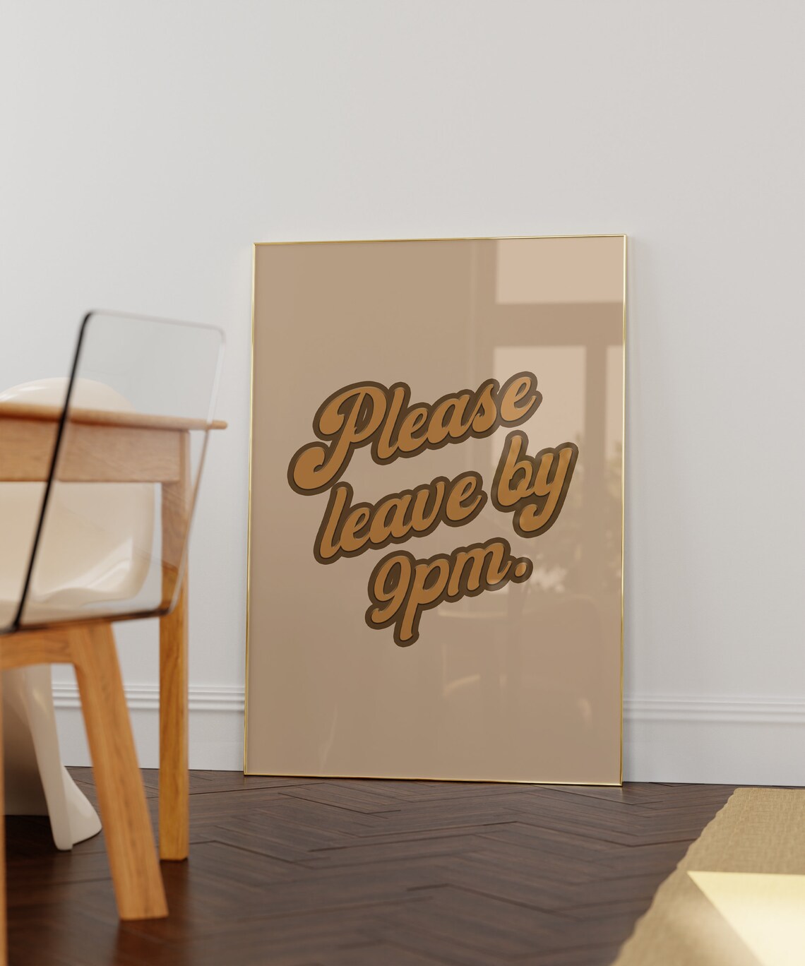 Please Leave By 9pm Retro Typography Art Print - Image 3