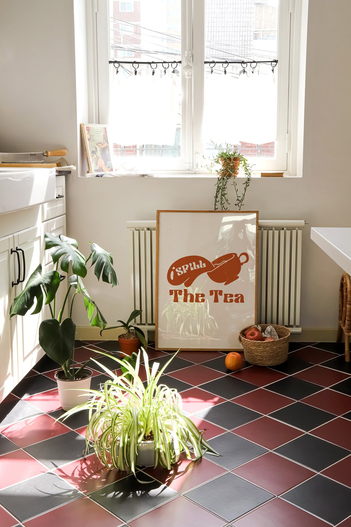Spill The Tea Retro Kitchen Quote Art Print - Image 4