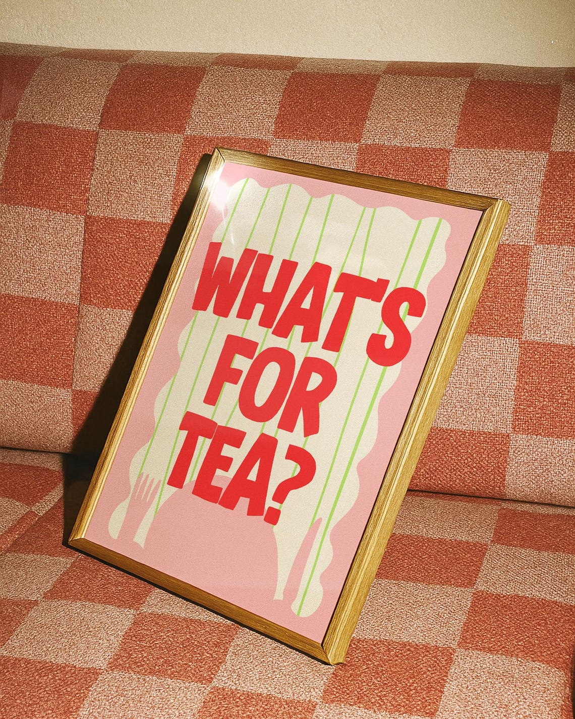 Whats for Tea Bold Red Retro Typography Fun Kitchen Quote Poster - Image 2