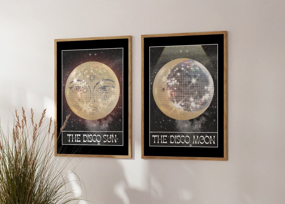 Disco Moon Tarot Style Celestial Art Print - Image 2