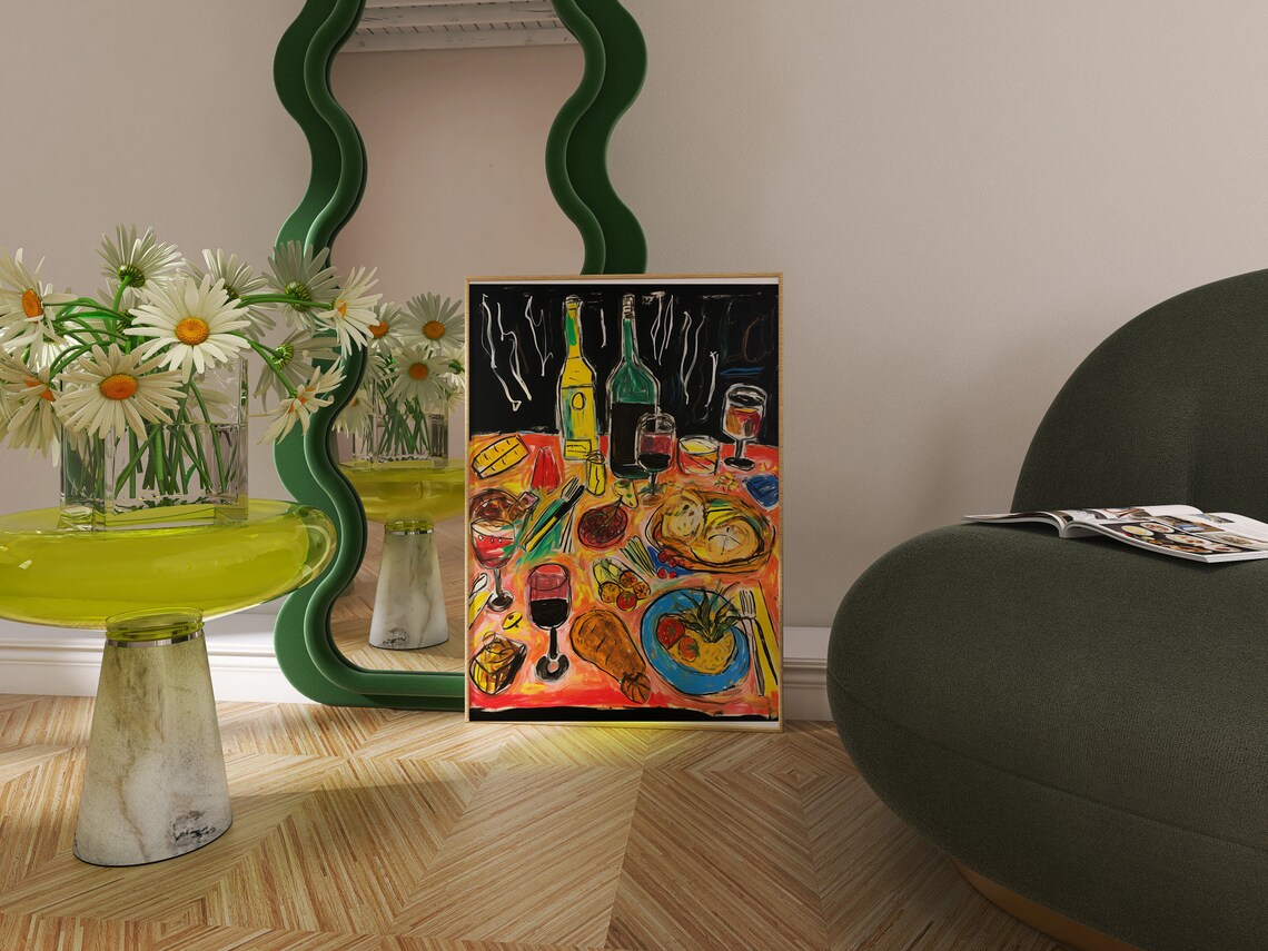 Dinner Table Food Sketch, Vintage Retro Kitchen Poster - Image 4