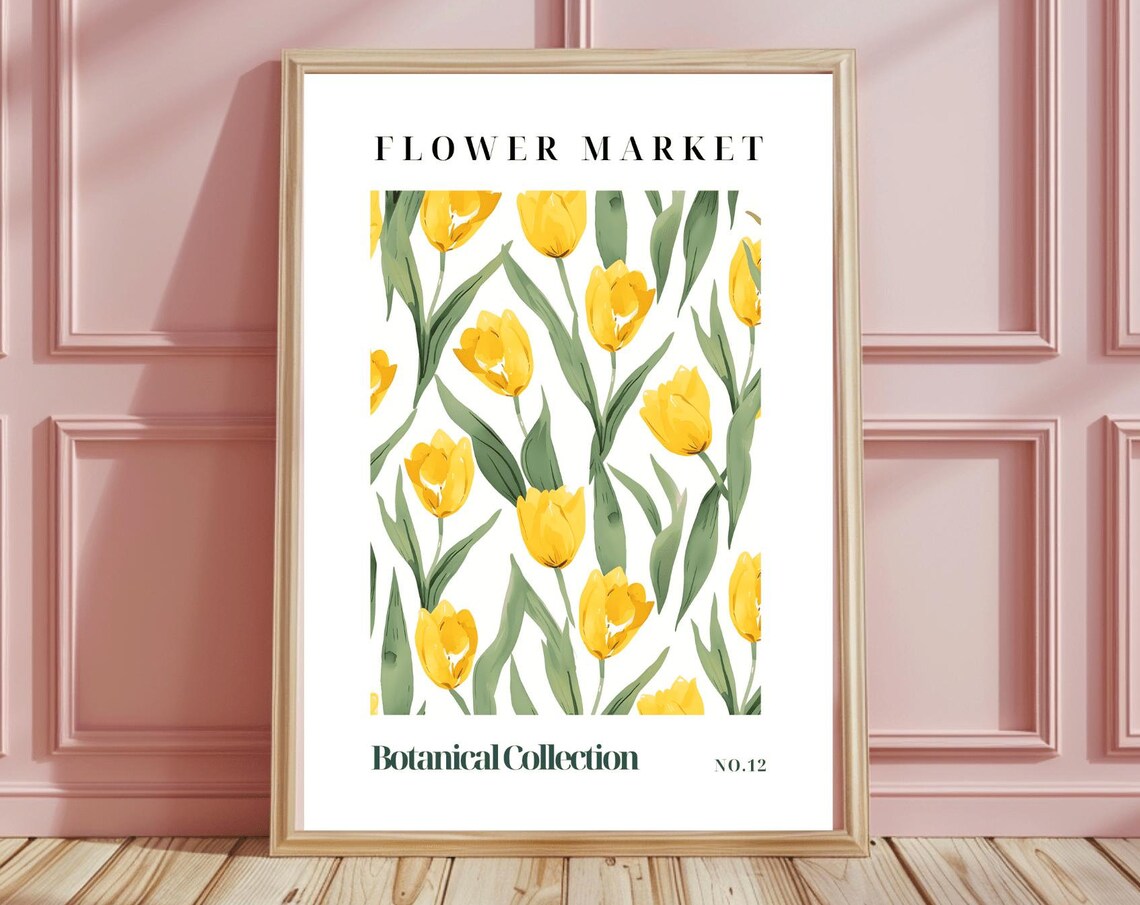 Sunny Flower Market Botanical Collection No.12 Yellow Tulip Art Print