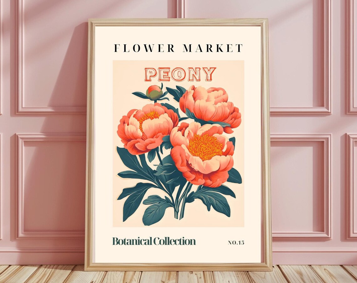 Flower Market Peony Print Boho Flower Wall Art Floral Print Pink Print Trendy Wall Art Bedroom Homedecor Living Room