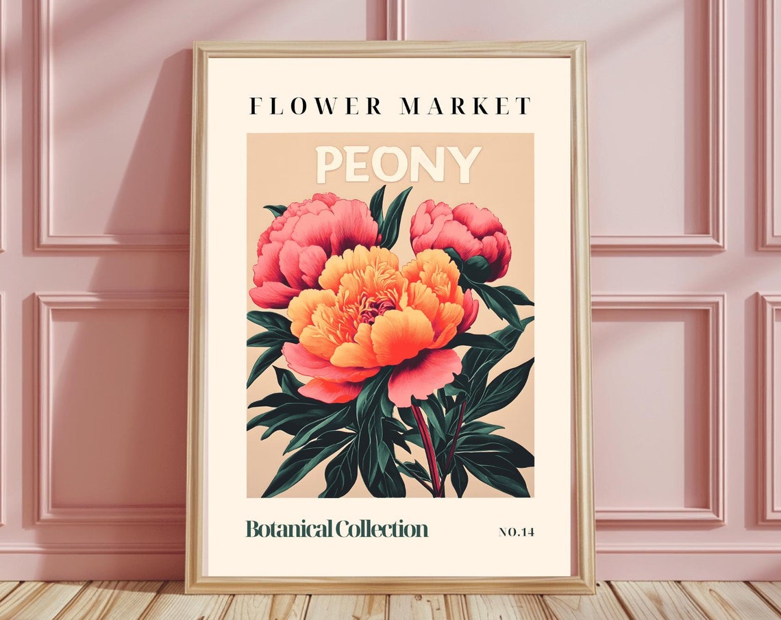 Flower Market Peony Print Boho Flower Wall Art Floral Print Pink Print Trendy Wall Art Bedroom Homedecor Living Room