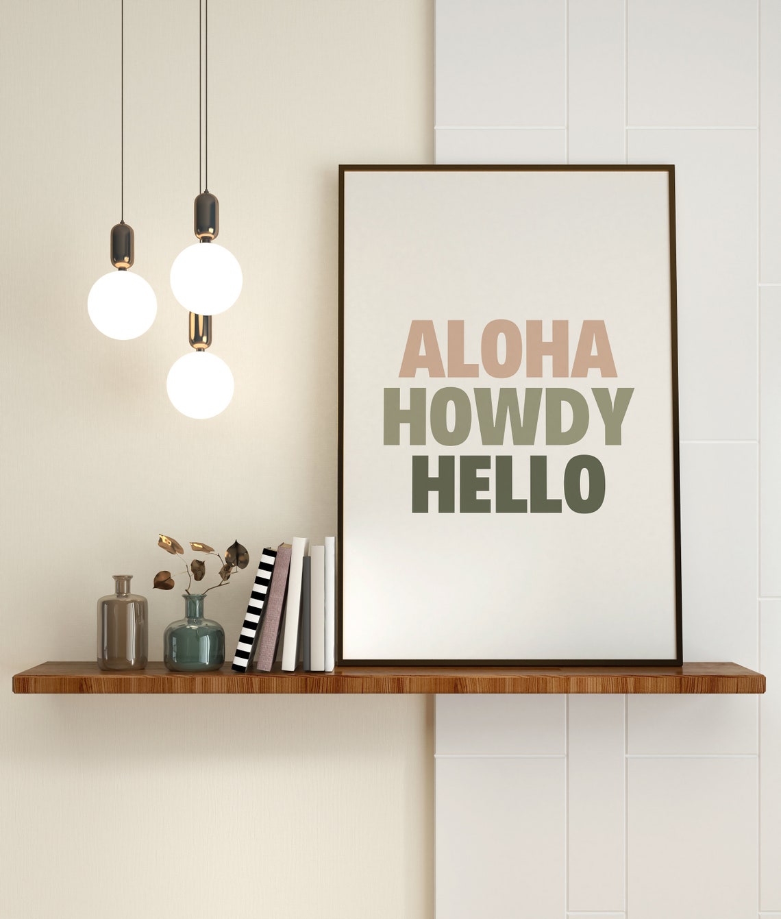 Aloha Howdy Hello Coastal Entryway Greeting Typography Poster - Image 3