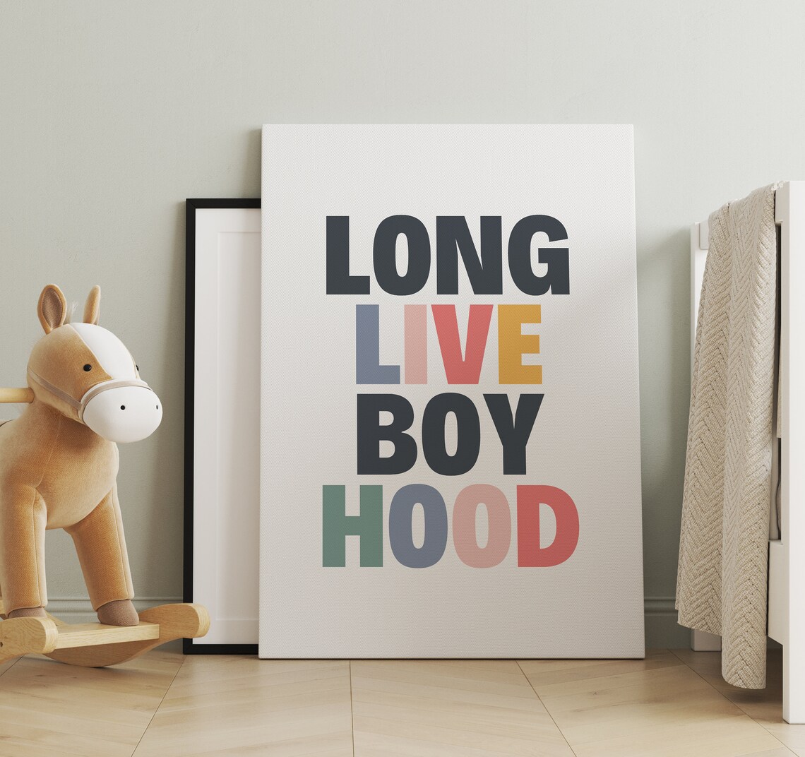 Long Live Boyhood Typography Nursery Room Art Print - Image 3