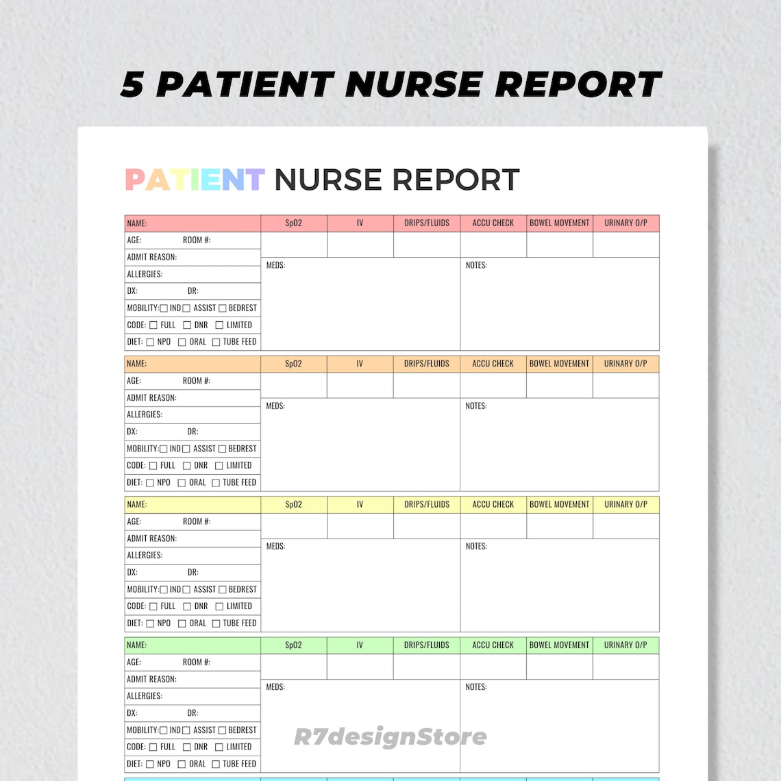 Nurse Report Patient Med Surg Shift Planner Art Print - Image 4