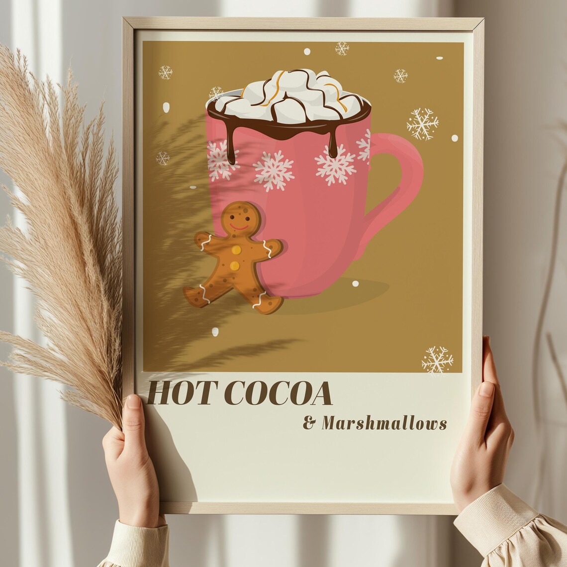 Hot Cocoa And Marshmallows Christmas Gingerbread Festive Poster