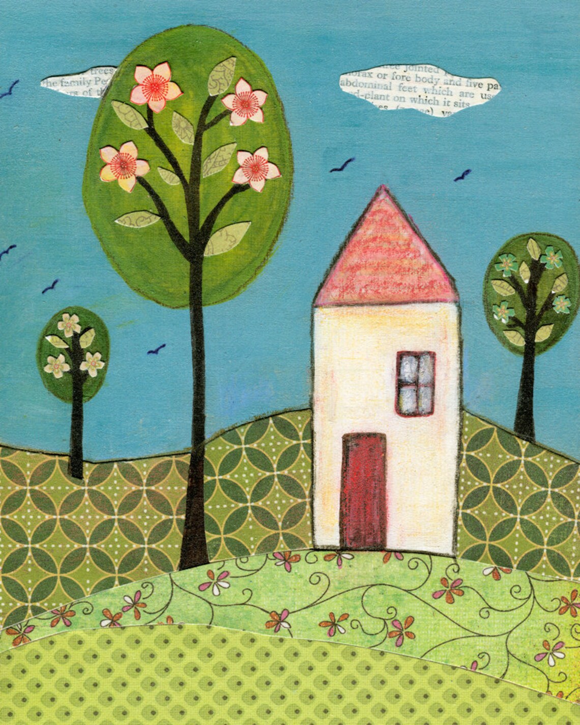 House Collage Poster, Abstract Modern Art