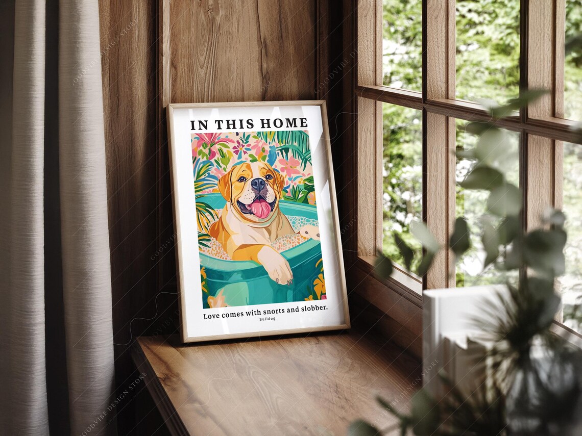 Bulldog in Bathtub, Funny Bathroom Decor - Image 2
