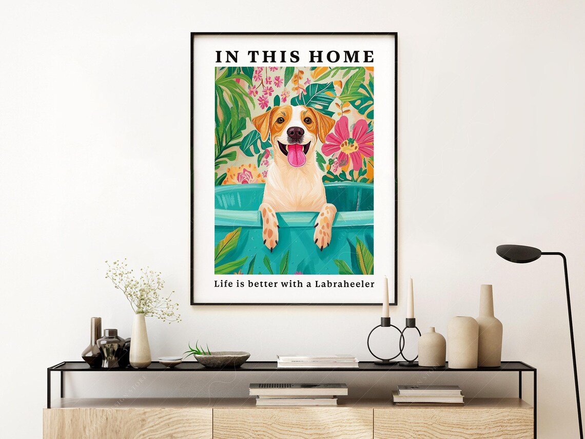 Labrador Print, Tropical Dog Lovers Kitchen Decor - Image 3