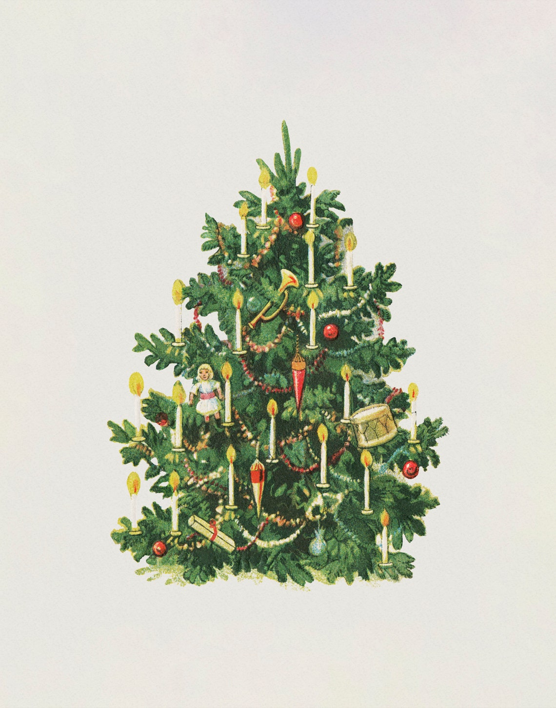 Christmas Tree Retro Vintage Christmas Art Print - Image 3