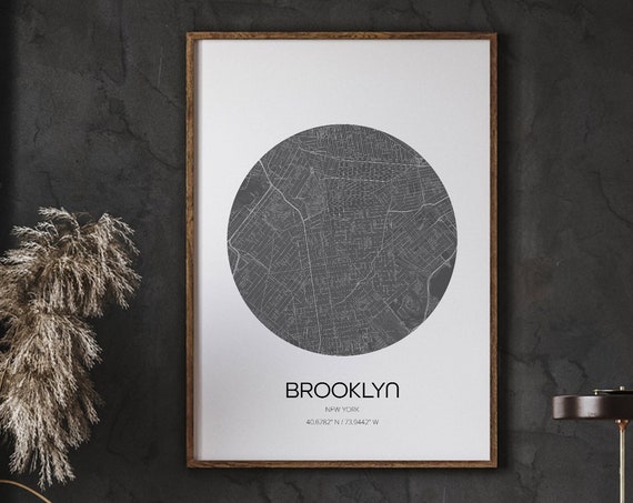 Brooklyn Map Poster, Modern City Print