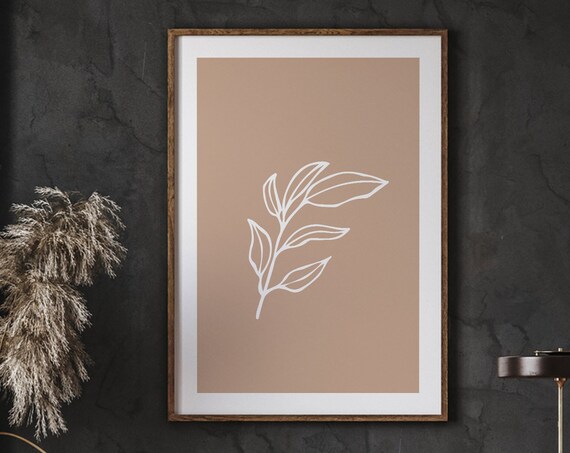 Farmhouse Wall Art Minimalist Leaf Stems Minimal Line Botanical Flowers Boho Home Decor Neutral Print