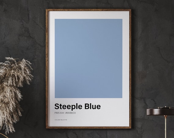 Steeple Blue PMS 644 Color Palette Minimalist Modern Wall Art