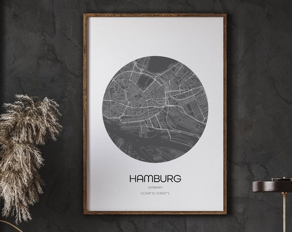 Hamburg Map, World City Modern Poster
