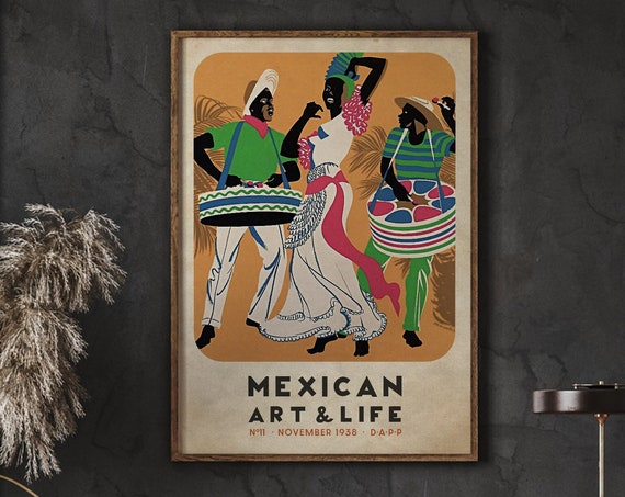 Mexico Art And Life Poster Mexican Dancers Decor Magazine Print
