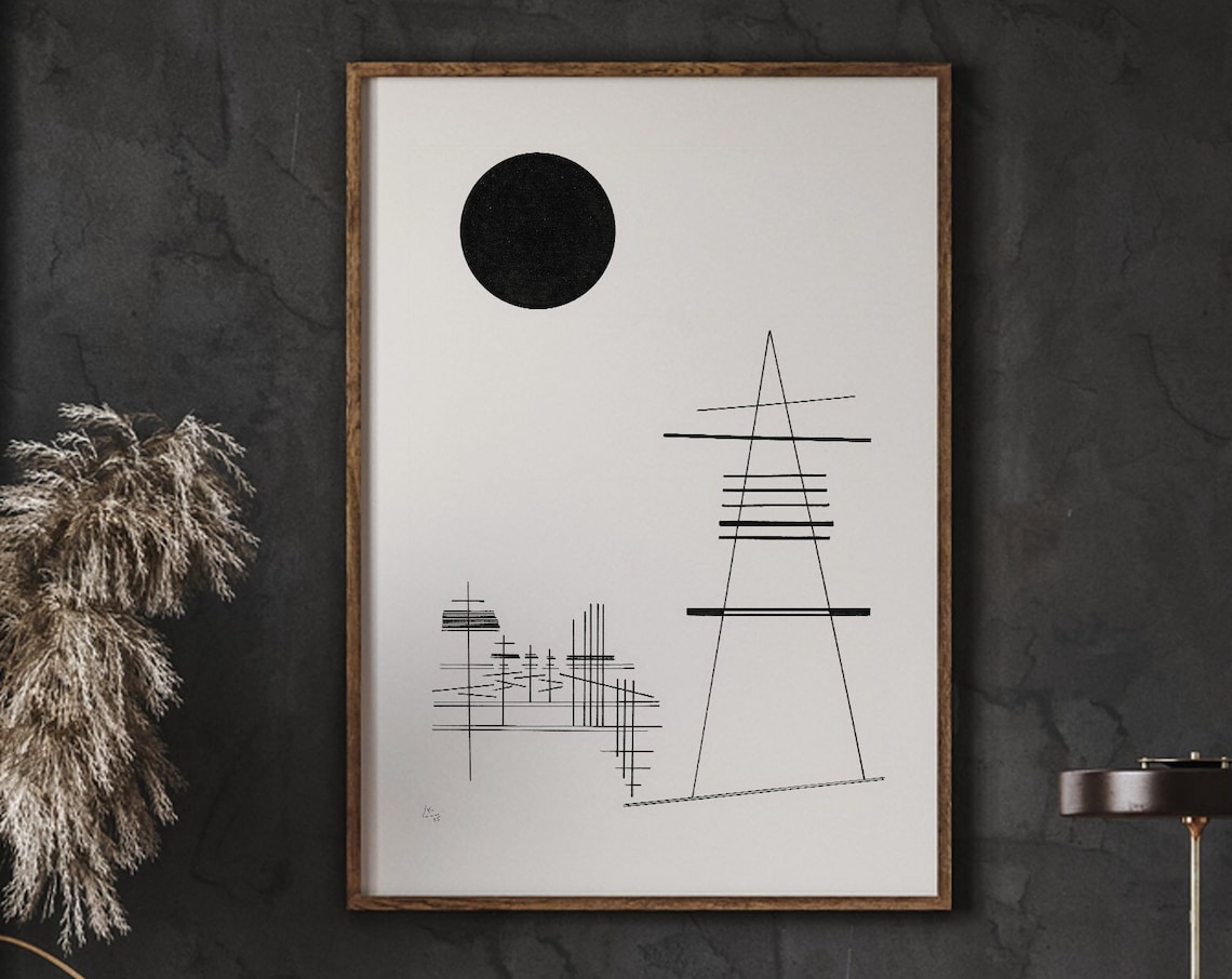 Kandinsky Abstract Lines Art Print, Black and White
