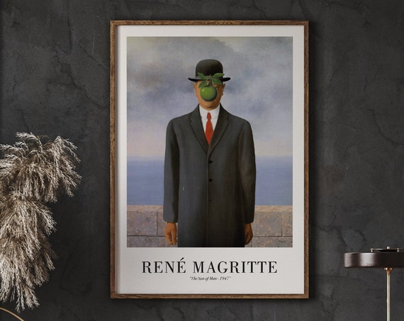 Vintage Poster Print The Son Of Man Rene Magritte Art Office Wall Decor Instant