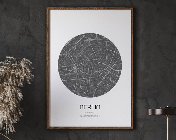 Berlin Map Prints, Modern City Poster