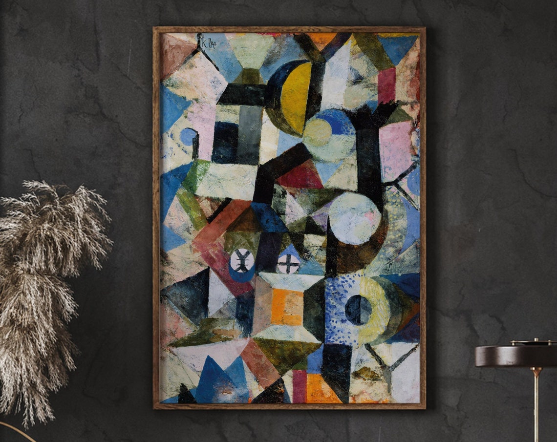 Paul Klee Print Composition With The Yellow Halfmoon And Y 1918 Vintage Abstract Art Surrealist Poster