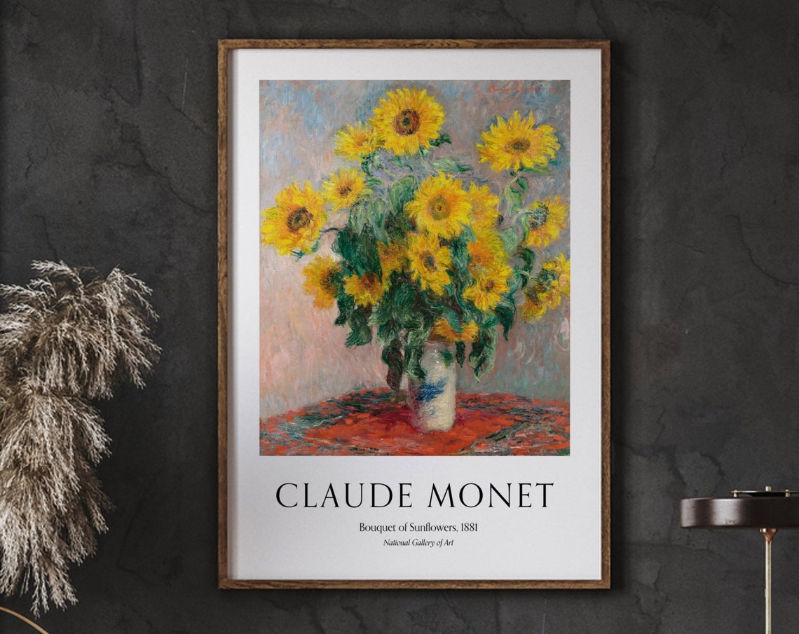 Cloude Monet Poster Bouquet Of Sunflowers Museum Gallery Wall Exhibition Modern Decor Colorful Spring Floral