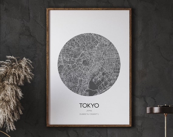 Tokyo Map, Modern Decor Poster Print