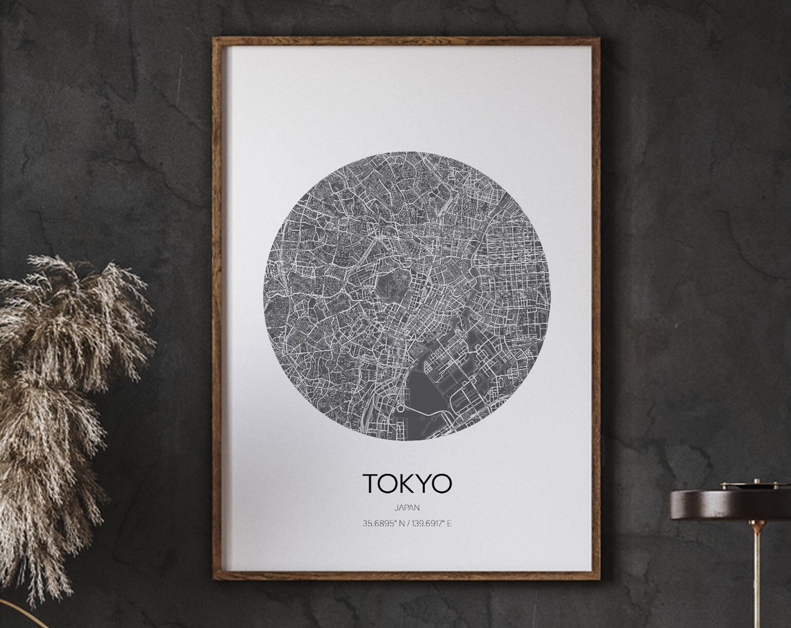 Tokyo Map, Modern Decor Poster Print