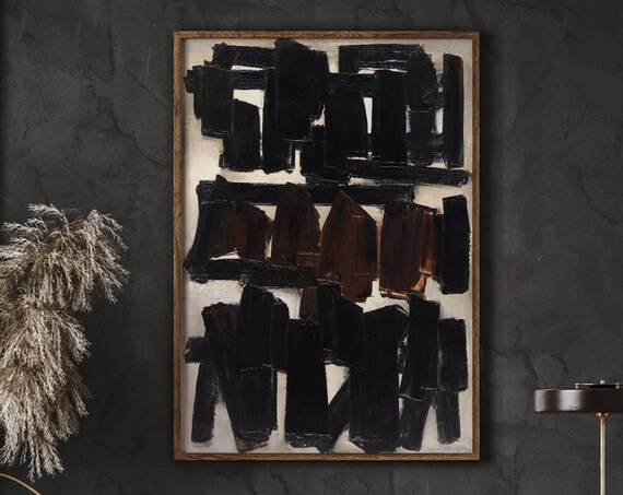 Soulages Exhibition Poster, Abstract Gallery Wall Art Print