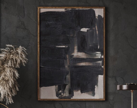 Soulages Exhibition Poster, Abstract Wall Decor