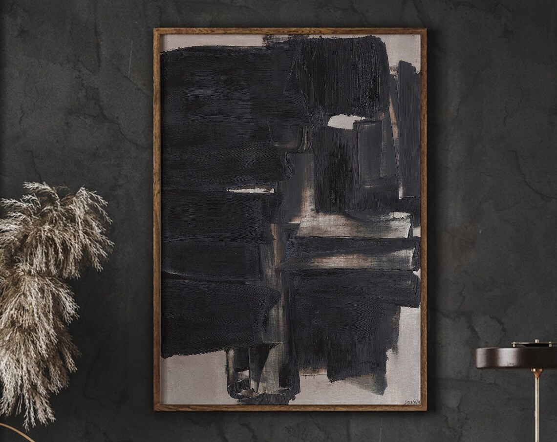 Soulages Exhibition Poster, Abstract Wall Decor