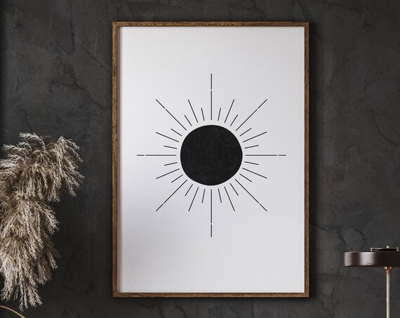 Boho Wall Art Black Sun Sunlight Galerie Boheme Premium Posters Abstract Figure Minimalist Poster Living Room Instant