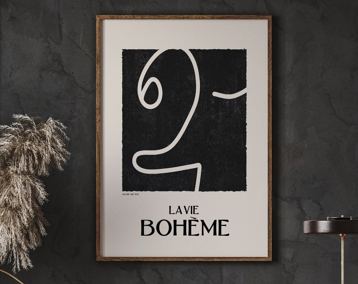 La Vie Boheme Black and White Abstract Line Face Gallery Poster