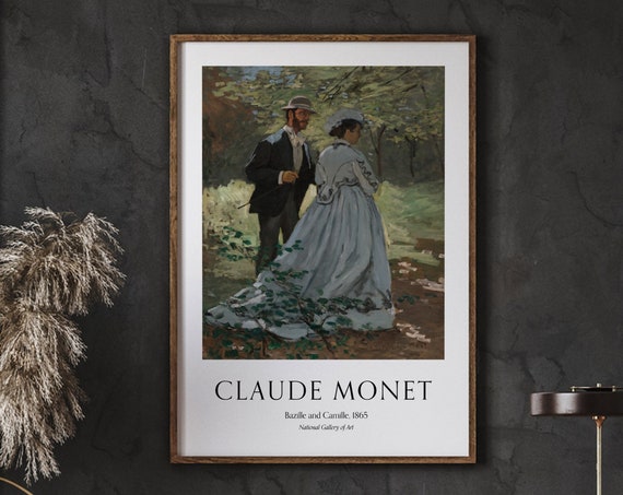 Claude Monet Vintage Poster Bazille And Camille1865 Exhibition Wall Gallery Art Living Room