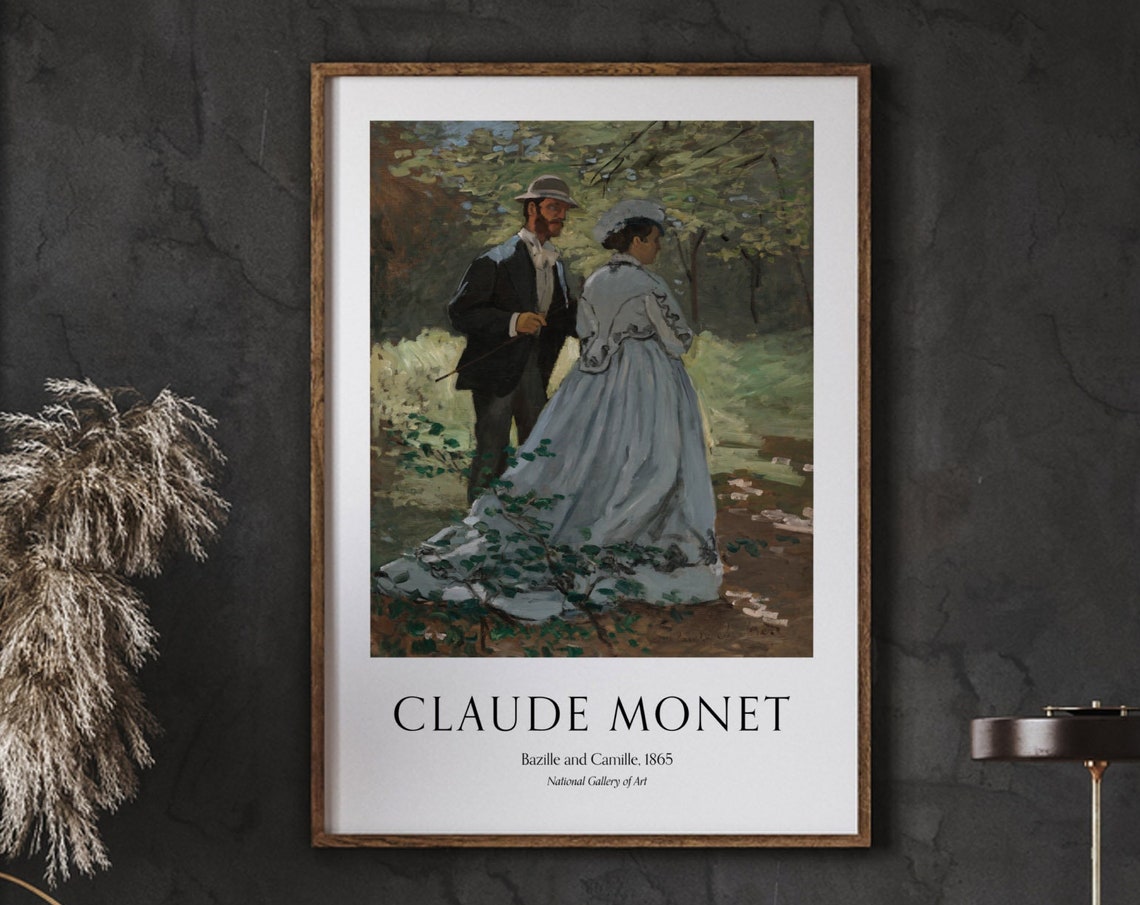 Claude Monet Bazille and Camille 1865 Garden Stroll Museum Poster