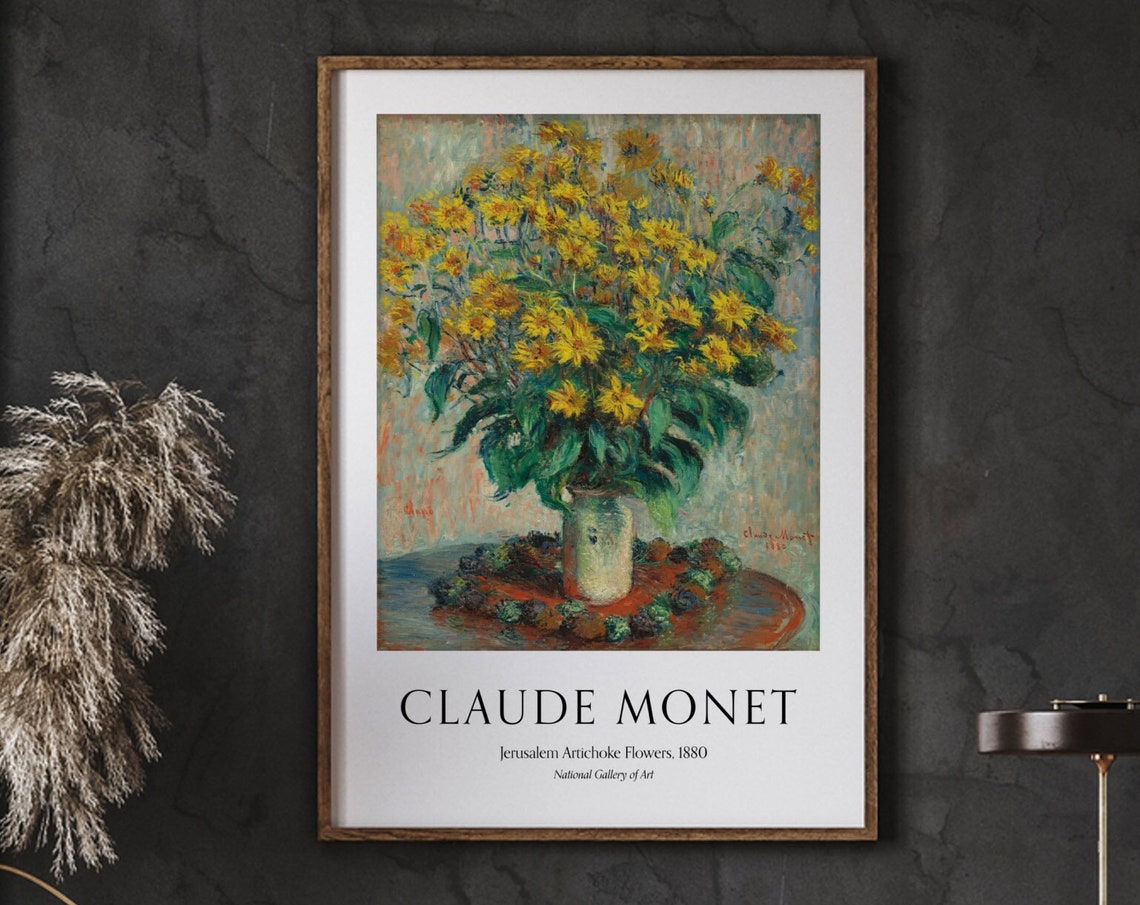 Monet Poster Jerusalem Artichoke Flowers Exhibition Floral Decor Colorful Spring Farmhouse