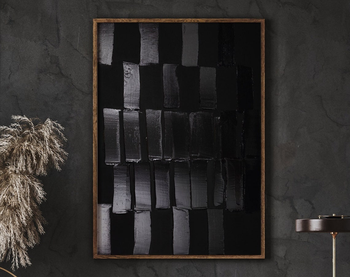 Pierre Soulages Style Black Abstract Brushstroke Modern Art Poster