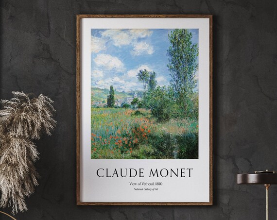 Claude Monet View of Vetheuil 1880 Poppies Meadow Landscape Poster
