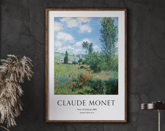 Monet Poster View Of Vtheuil Exhibition Floral Print Modern Home Decor Impressionist Painting