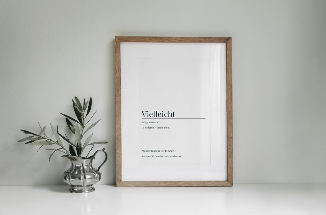 Vielleicht Funny German Word Definition Indecision Art Poster - Image 3