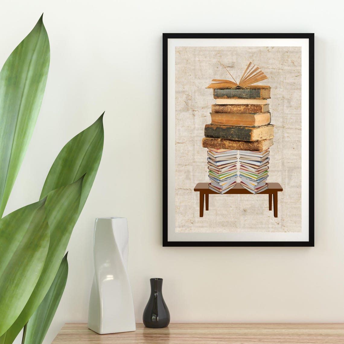 Stack Of Vintage Books Library Reading Nook Book Lover Poster - Image 3