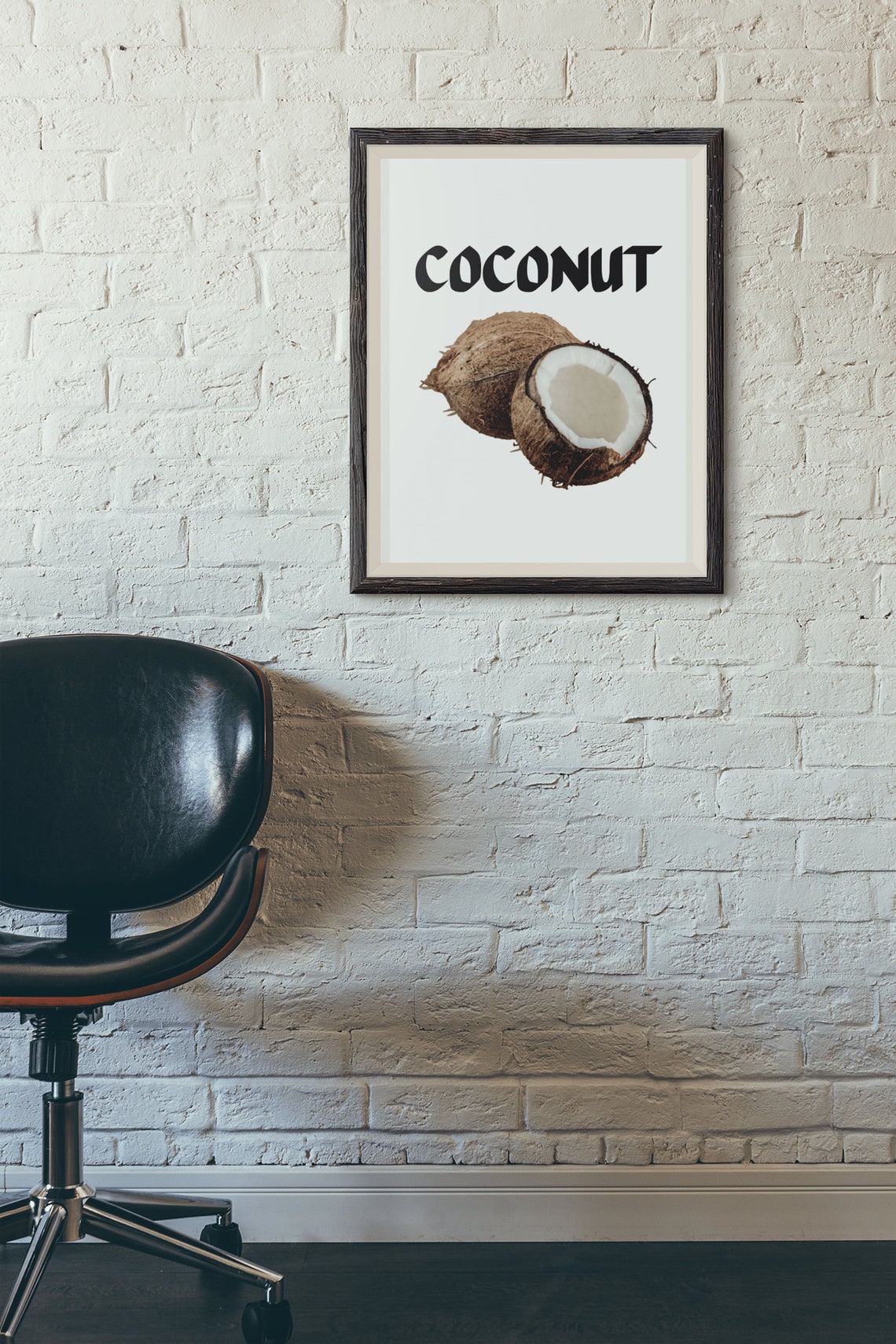 Coconut Bold Typography Tropical Fresh Fruit Kitchen Poster Decor - Image 3