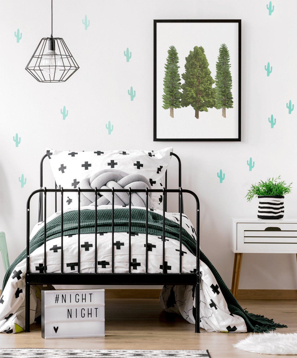 Pine Trees Trio Evergreen Woodland Nursery Forest Wall Decor Poster