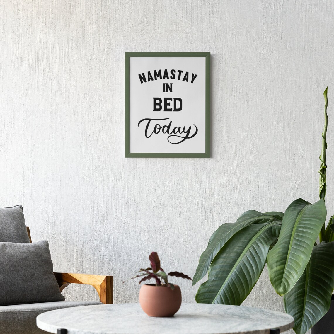 Namastay in Bed Today Funny Lazy Bedroom Typography Quote Poster - Image 8
