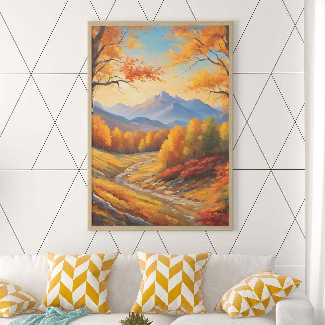 Autumn Landscape Mountain Painting Fall Countryside Scene Poster - Image 9