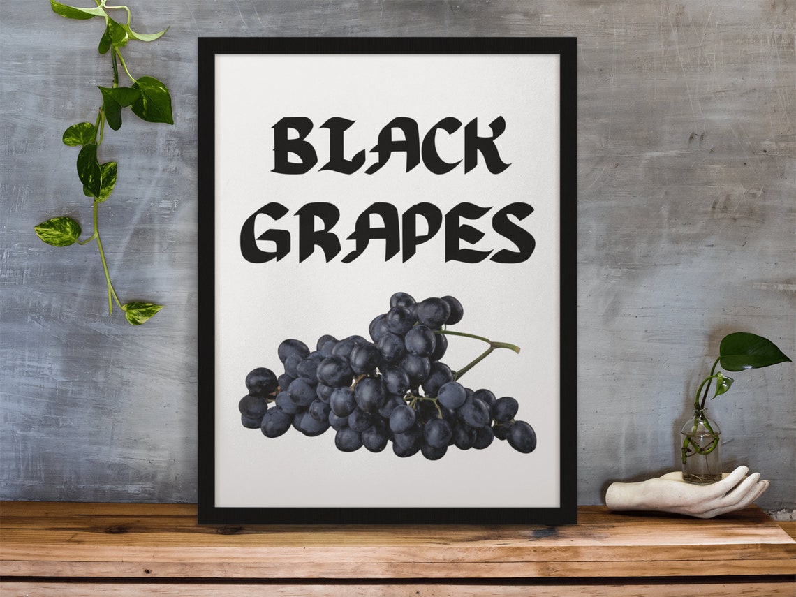 Black Grapes Bold Fresh Fruit Typography Kitchen Poster Decor - Image 4
